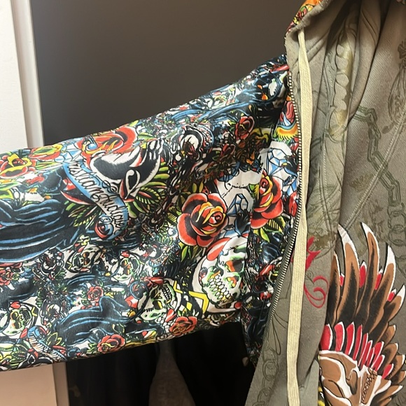 Christian Audigier y2k all over hoodie reversible rare no low ball offers - Picture 7 of 10